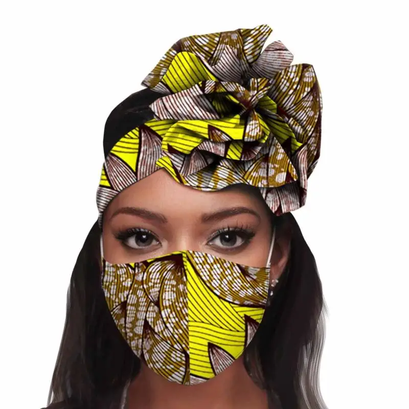 Cvet Afriške Print Head Ruta Ženske Ujemanje Dekoracijo Masko Vosek Bombaž Glavo, Rute Ruta Glavo Set Pribor Za Lase