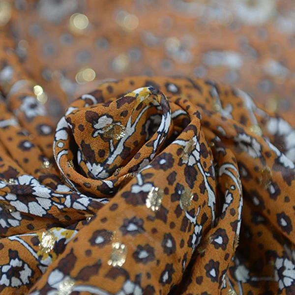Cvetlični in leopard tiskanja svile georgette gaza svilene tkanine,12momme debeline,SCG578