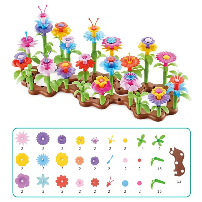 Cvetlični Vrt Gradnja Igrače - Zgraditi Šopek Cvetlični Aranžma Playset za Malčke in Otroke Starosti 3, 4, 5, 6 let Stara Dekleta