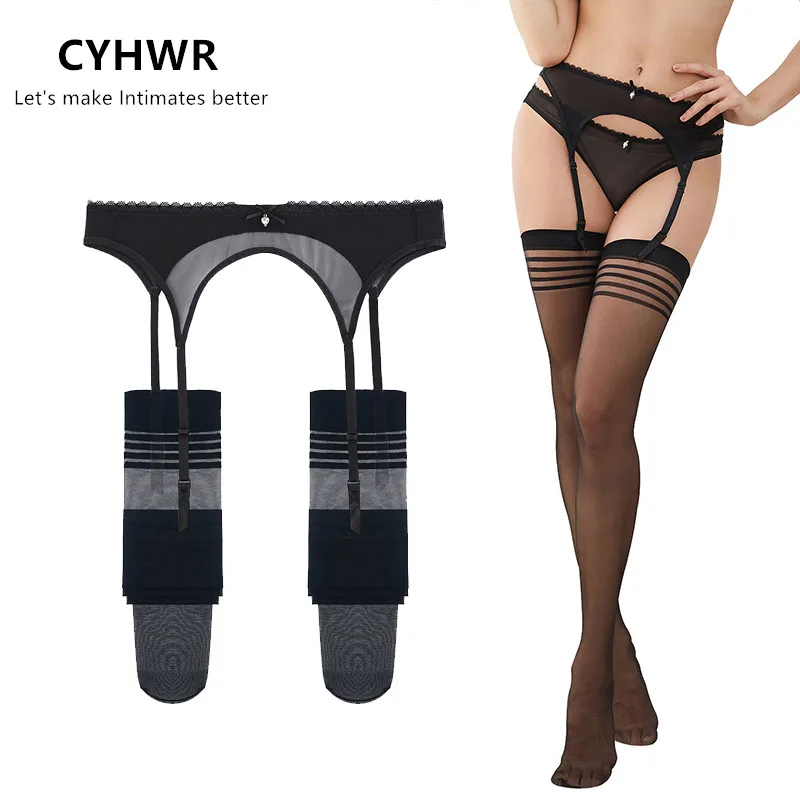 CYHWR Seksi žensk čipke Črnega Suspender Pasu Poroko podvezice pasovi in nogavice 2pcs/Veliko