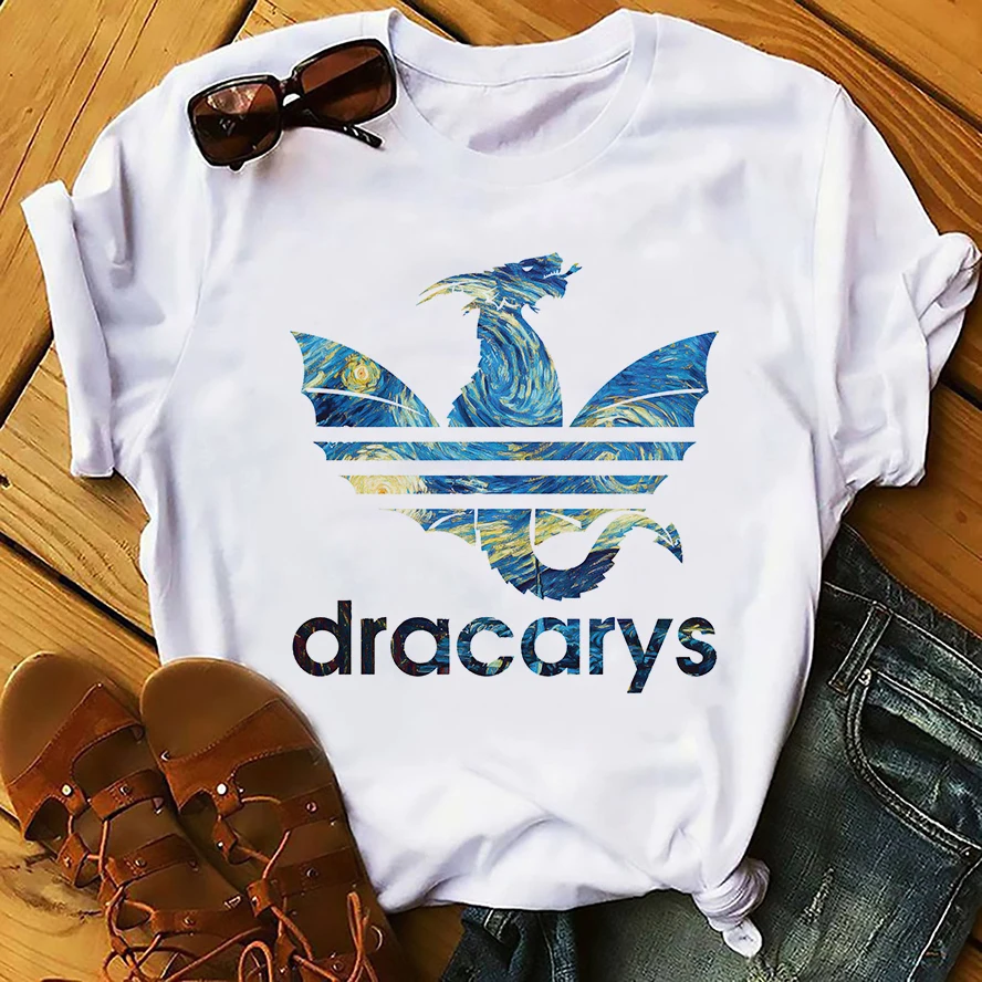 Daenerys Dracarys kul t-shirt femme nova bela priložnostne femme tshirt DOBIL Zmaj Arya Stark smešno t-majica brez lepila tiskanja