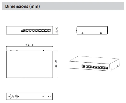 Dahua 8-Port PoE Stikalo PFS3009-8ET-65 dvoslojne PoE stikalo Ethernet MAC Auto študija in staranje IEEE802.3af, IEEE802.3at standard