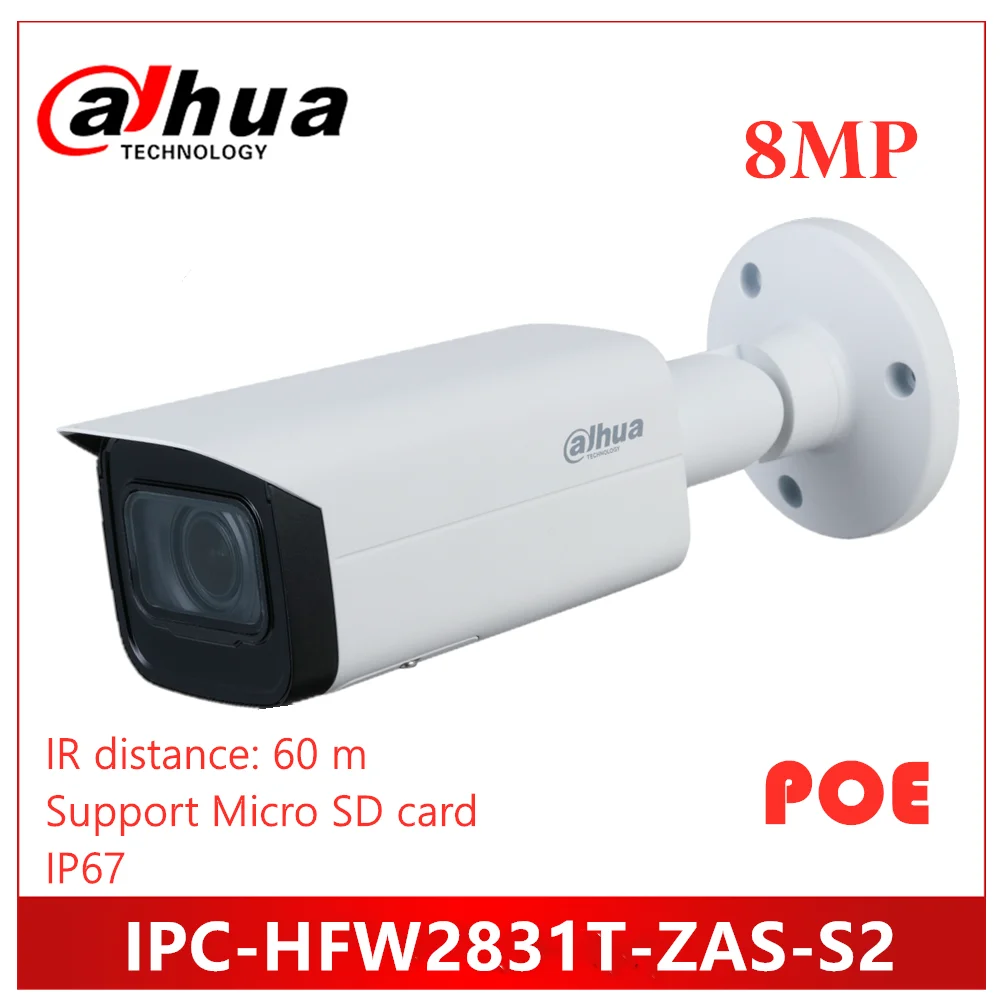 Dahua 8MP Bullet Omrežna Kamera IPC-HFW2831T-ZAS-S2 4K 5X Zoom POE SD zvočno kartico v režo za Alarm IR 60m IP67 Nočni IP kamere