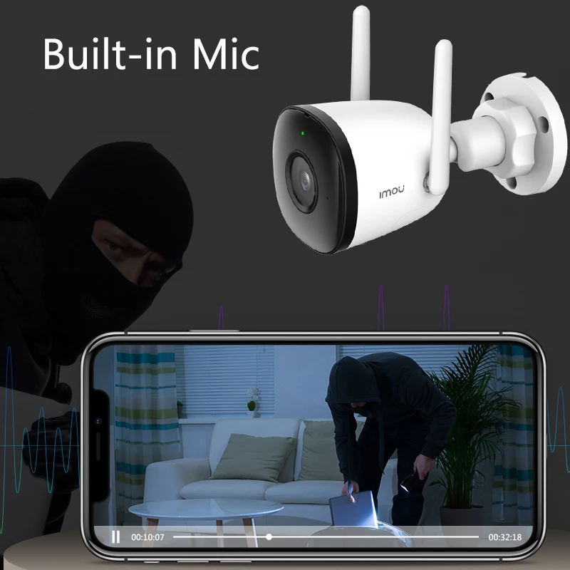 Dahua Ip Kamero Imou Bullet 2C 1080P WiFi Prostem Nepremočljiva Night Vision Home Security AI Človekovih Odkrivanje ONVIF Alarm Dvojno Anteno