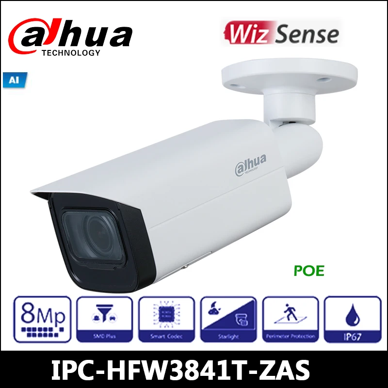 Dahua IP Kamero IPC-HFW3841T-ZAS 8MP IR Kotno-osrednja Bullet WizSense Omrežna Kamera Inteligentni odkrivanje Nepravilnosti odkrivanje
