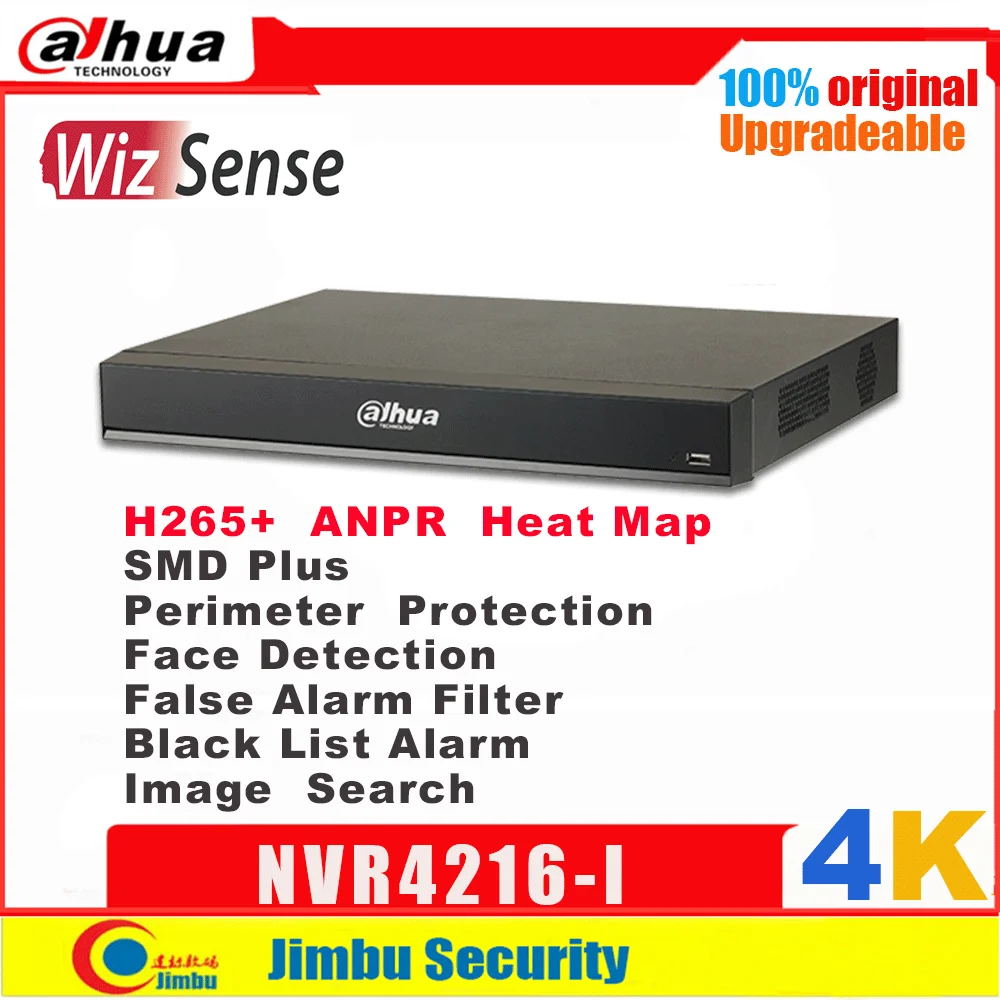 Dahua NVR 16 Kanal 1U 16 PoE WizSense Omrežja, Video Snemalnik NVR4216-I Smart H. 265+ 16ch 4K DVR IVS do 12mp