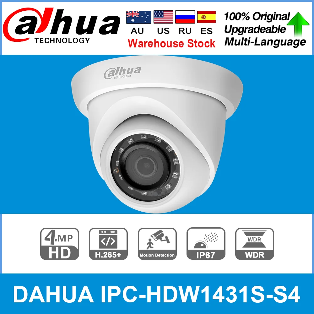 Dahua Original IPC-HDW1431S-S4 Nadgradljivo 4MP WDR 30 M IR H. 265 Zrkla Več spremljanje omrežja Omrežna Kamera
