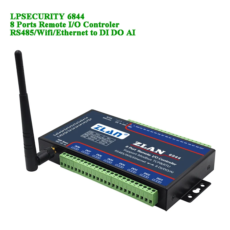 Daljinsko IO Controler 8 Vrata RS485/wifi/Ethernet, da DI DA AI Modbus RTU TCP LAN, Digitalni Vhodno-Izhodni 8 Analogni kanal I/O modul