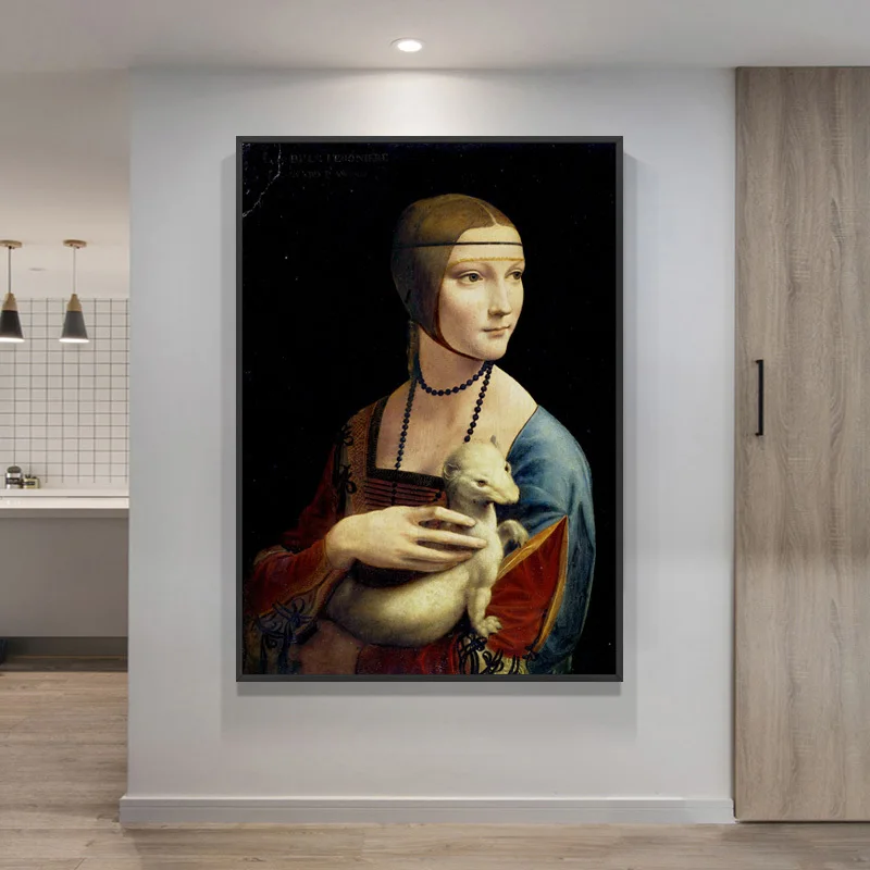 Dama S Hermelinom Platno, Art Reprodukcije Slik Na Steni, Ki Jih V Okviru Programa Leonardo Da Vinci Znanih Platno Wall Art Dom Dekor