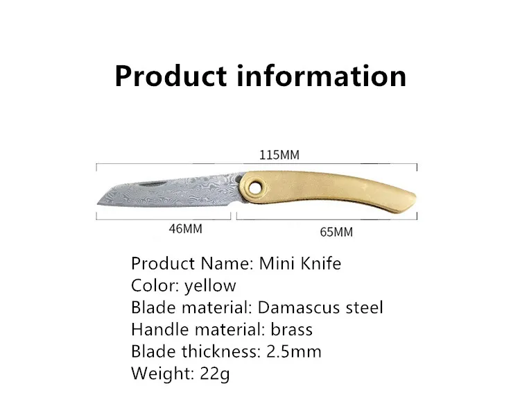 Damask Jekla, Zložljiv Nož EOS Prenosni Mini Nož Keychain