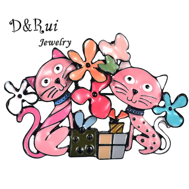 D&Rui Nakit 2019 Nekaj Mačka Emajl Živali Broška Otrok Risanka Cvetje Broške in klini Kovinske zaponke za Oblačila Božično Darilo