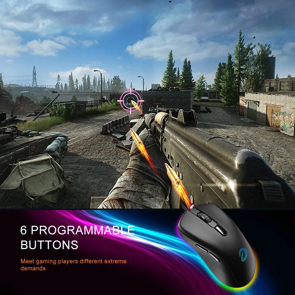DAREU EM908 Žično RGB Gaming Miška 6 Programabilni Gumbi ATG4090 Senzor 6000 DPI, 150 IPS 50 Milijonov Klikov Miške Za Gamer