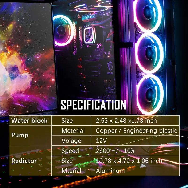 DarkFlash PC Primeru Vodno Hlajenje Računalnika CPU Hladilnik RGB Vode, Hladilnik Heatsink CPU Hlajenje Radiator LGA 1151/1155/2011/AM3+/AM4