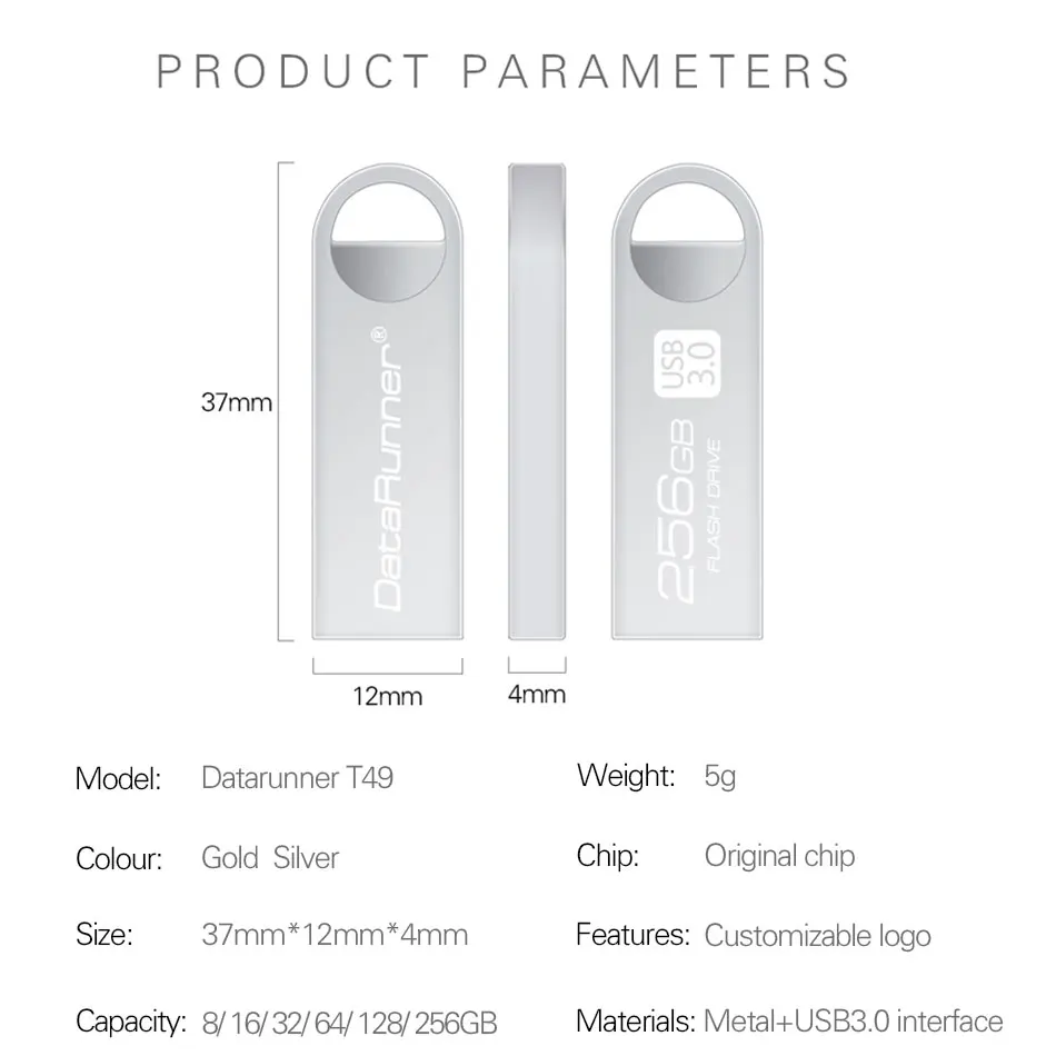 DataRunner High Speed USB Flash Drive Kovinsko Pero Disk 16GB 32GB 64GB 128GB 256GB Pendrives Nepremočljiva USB 3.0 Pomnilniški ključ