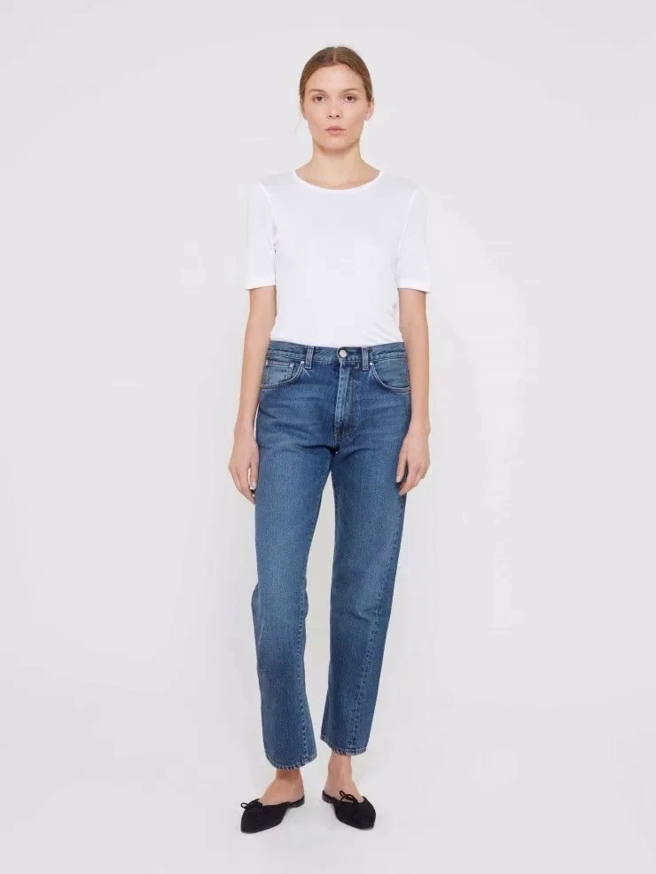 Dave&Di 2020 angliji modni bloger letnik preplete oprati naravnost mama jeans ženska visoko pasu fant jeans jeans za ženske
