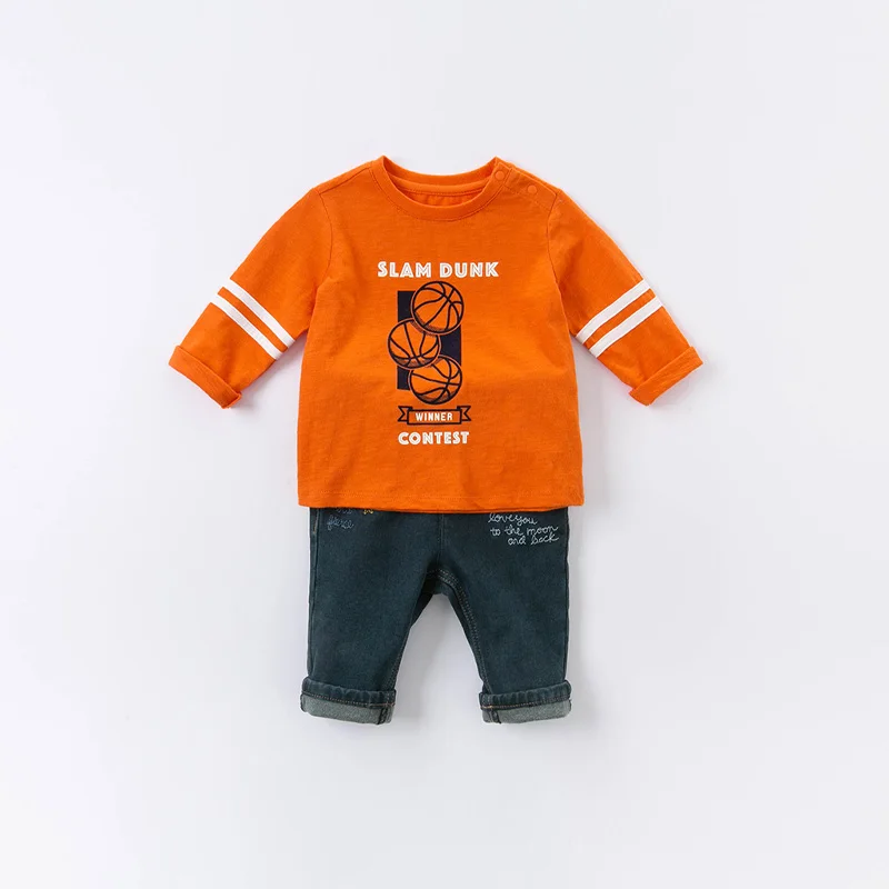 DBA14655 dave bella jeseni baby fantje lep pismo risanka T-shirt otroci vrhovi fantje moda otroci moda tees