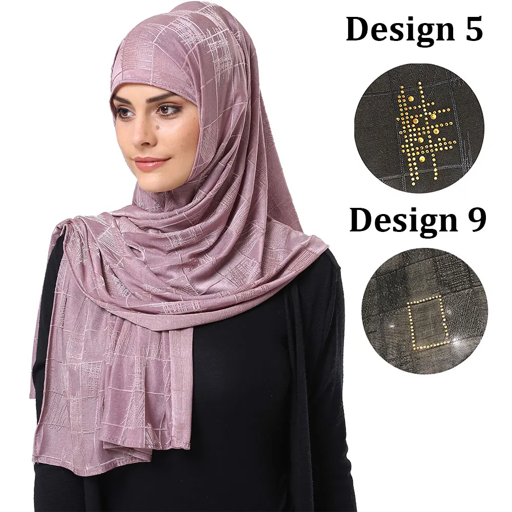 Dbs design 9 Diamantni kristal Jersey headscarf mehko ženske stretchy jersey šal z kamna hijabs za Nizozemsko Muslimanskih dbs09