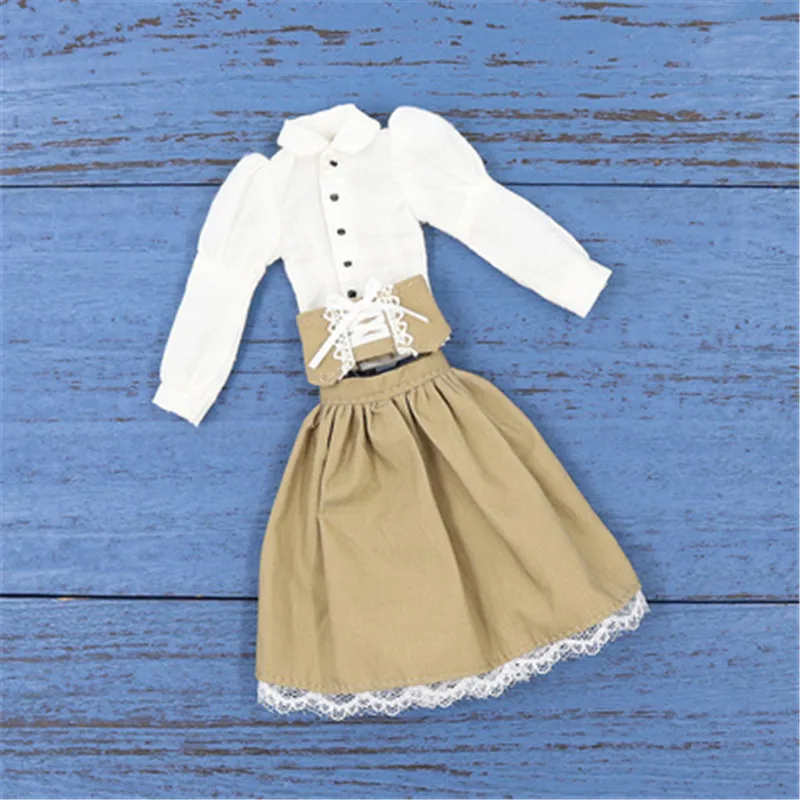 DBS LEDENO Blyth lutka obleko Belo srajco Brown/black krilo, ki je primerna za 1/6 skupni organ azone dekle darilo