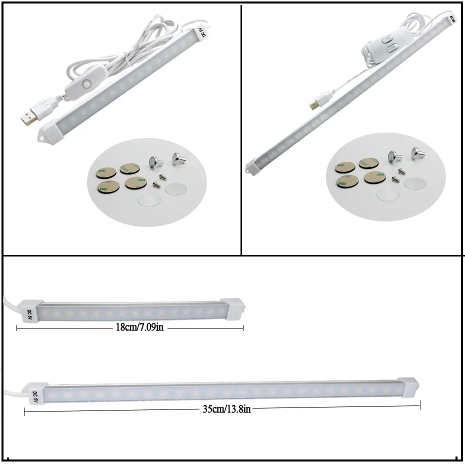 DC 5V USB LED Bar Svetlobe 18 cm 35 cm Prenosni Trdi Led Trak Kuhinjo V Omari Luč S Stikalom Noč Lahka za Branje Namizna Svetilka