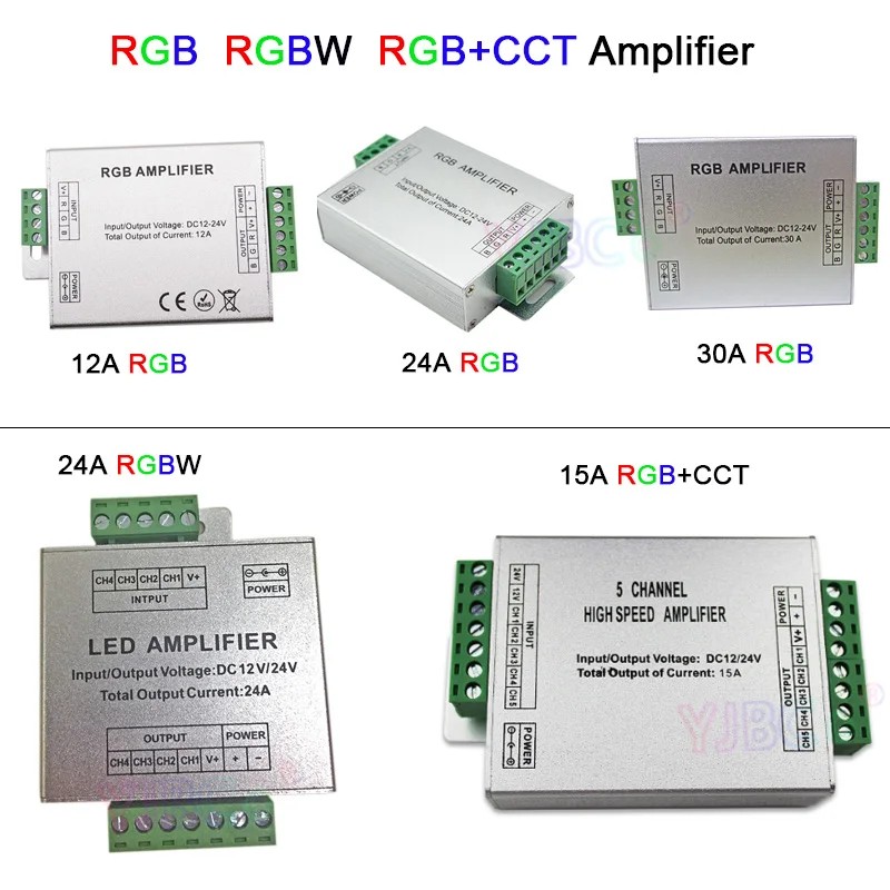 DC12V/24V RGB/RGBW/RGBWW RGB+SCT led Ojačevalnik 12A/15A/24A/30A RGBWC Led Trakovi, Trak, Moč, krmilnik Repetitorja