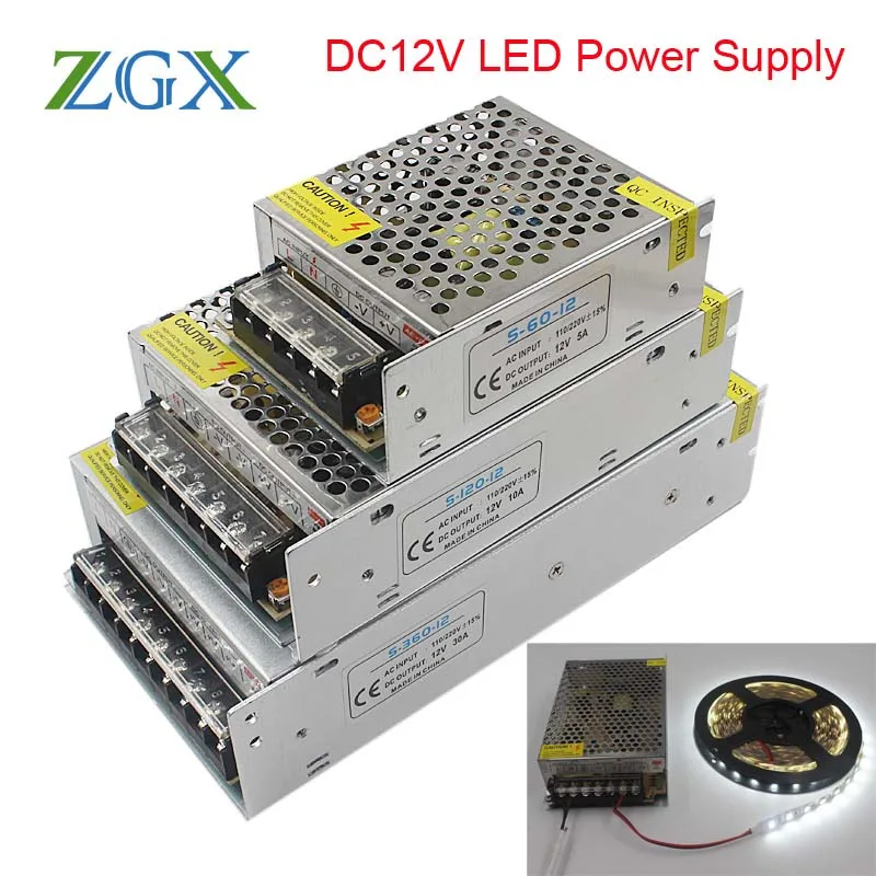 DC12V Napajanje LED Driver transformator 1.25 2A 3A 5A 6.5 A 10A 15A 20A 25A 30A 33A tok Stikalo za Led trakovi, žarnice luči