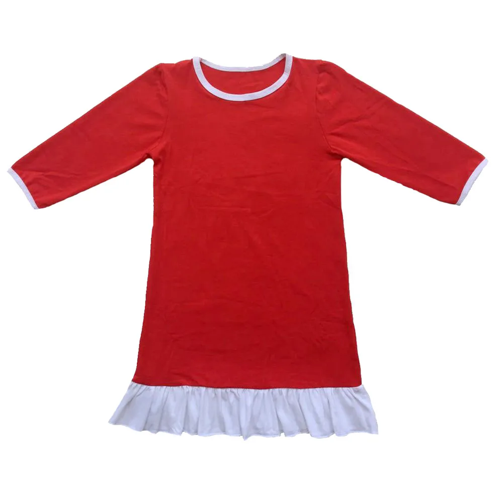 Debelo Dekleta Božično Noč obleke Ruffle Obleko Dekleta Božič Pižamo Rdeče in Belo Črto prilagojene po meri začetno monogram