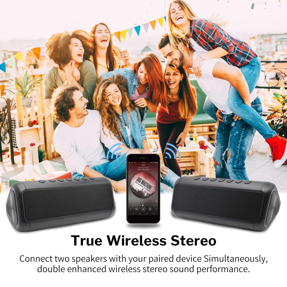 Deelife Prenosni Nepremočljiva Bluetooth Brezžični Zvočnik Stereo Glasbe Zunanji Zvočnik Sončne Energije Banke Boombox MP3 Stolpec
