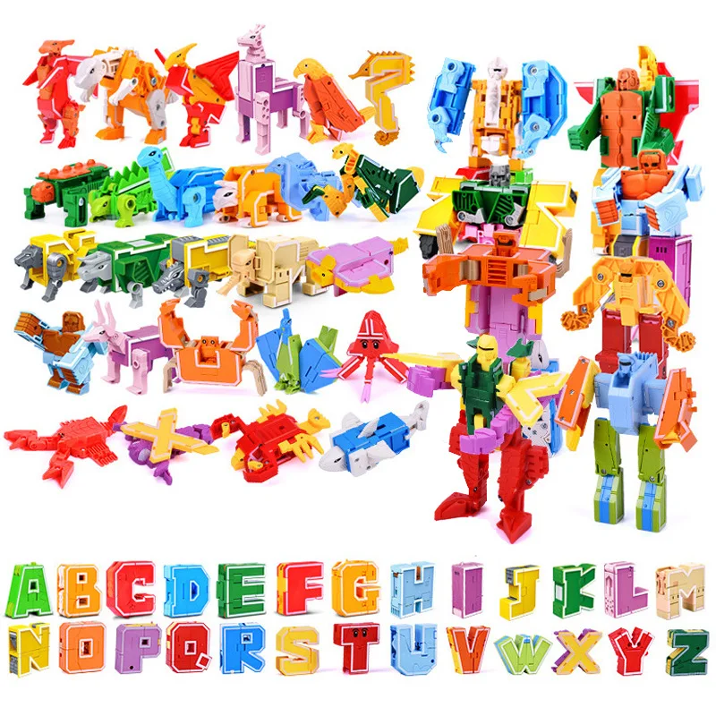 Deformirljiva številski abeceda robot puzzle kombinacija nabora 26-pismo dinozaver ekipa pa praktično sposobnost Otrok je prisoten