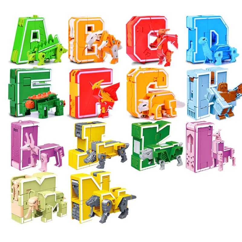 Deformirljiva številski abeceda robot puzzle kombinacija nabora 26-pismo dinozaver ekipa pa praktično sposobnost Otrok je prisoten