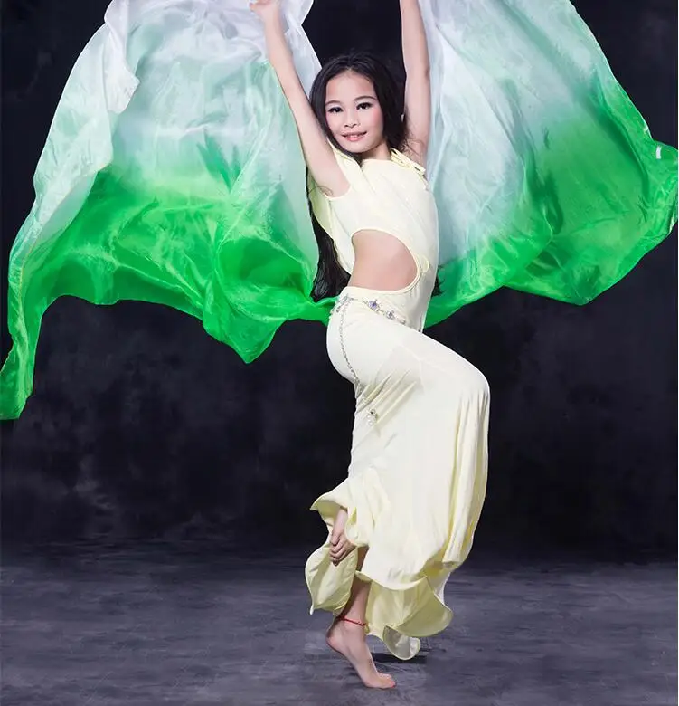 Dekle Ples Trebuh Čiste Svile Tančico za Trebuh Plesalci Mavrica Gradient Bela Roza Meri, Barvi in Velikosti Brezplačna Dostava