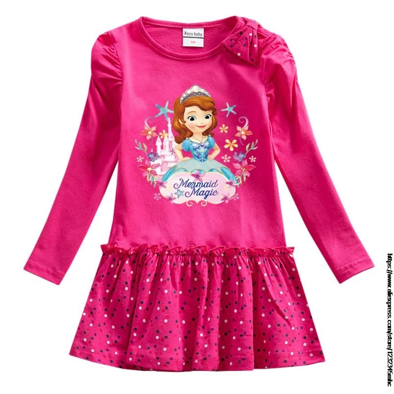 Dekleta Disney Pomlad Jesen Dolg Rokav Obleka Za Otroke, Risanka Sofija Torto Obleke Otroci Baby Stranka Čipke Vestidoes