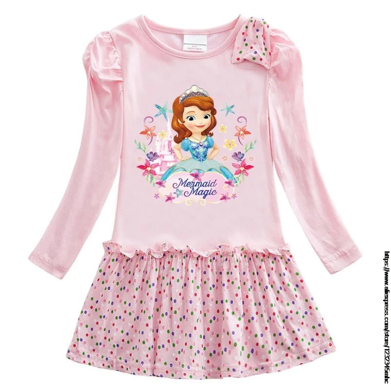 Dekleta Disney Pomlad Jesen Dolg Rokav Obleka Za Otroke, Risanka Sofija Torto Obleke Otroci Baby Stranka Čipke Vestidoes