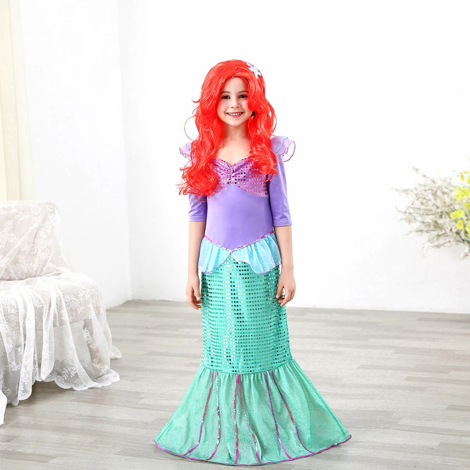Dekleta Fantasy Princesa Stranka Obleko gor za noč Čarovnic Malo Sirena Obleko Sirene Comic Con Kostum Otrok Karneval Vlogo Igrajo Obleko