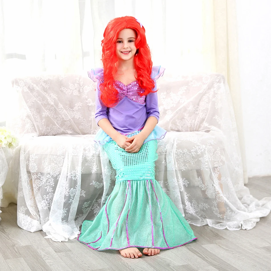 Dekleta Fantasy Princesa Stranka Obleko gor za noč Čarovnic Malo Sirena Obleko Sirene Comic Con Kostum Otrok Karneval Vlogo Igrajo Obleko