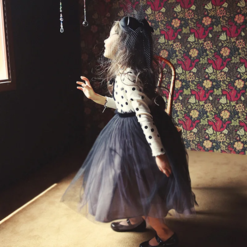 Dekleta Jeseni Obleko 2020 Čipke Dolg Rokav Pika Natisnjeni Mozaik Očesa Obleke, Poroka Stranka Princesa Družico Formalnih Obleke