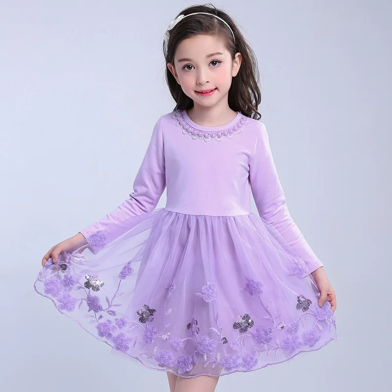 Dekleta Obleko 2020 Pomlad Princesa Obleko Dekleta Z Dolgimi Rokavi Cvetlični Čipke Poletnih Otroške Obleke Za Dekleta Kopalke 4 6 8 10 12 13 Let