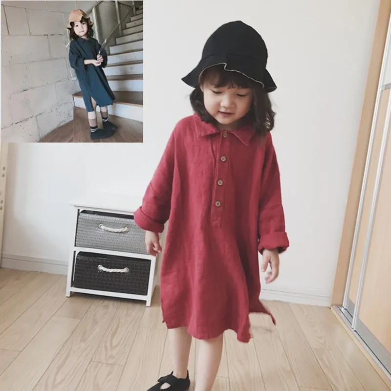 Dekleta obleko korejski ohlapno obleko 2019 pomlad obleko novo otrok obleko 3 -8 let Bombaž