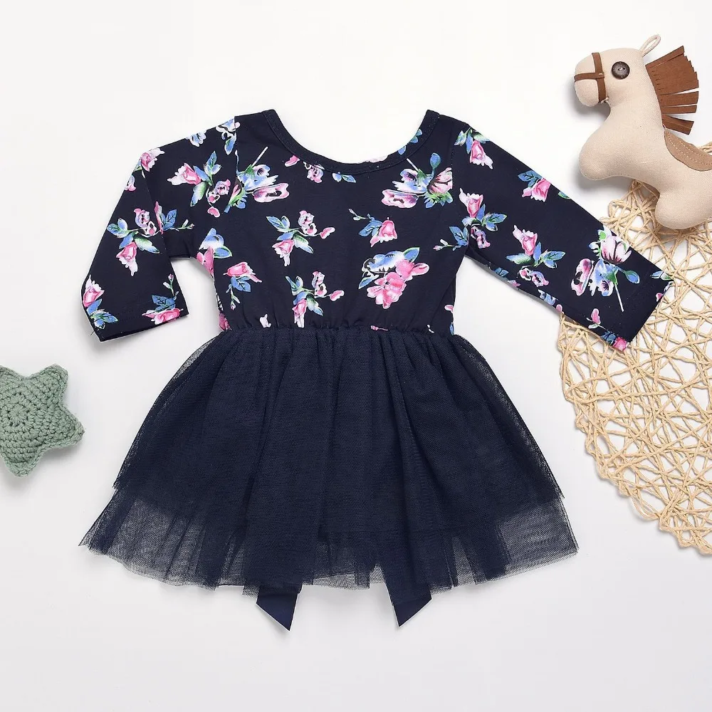 Dekleta Obleko Z Dolgimi Rokavi Za Malčke Cvet Obleke Baby Dekleta Rojstni Dan Oblačila 2020 Nova Dekleta Lok Obleke Jeseni Otroci Til Obleko