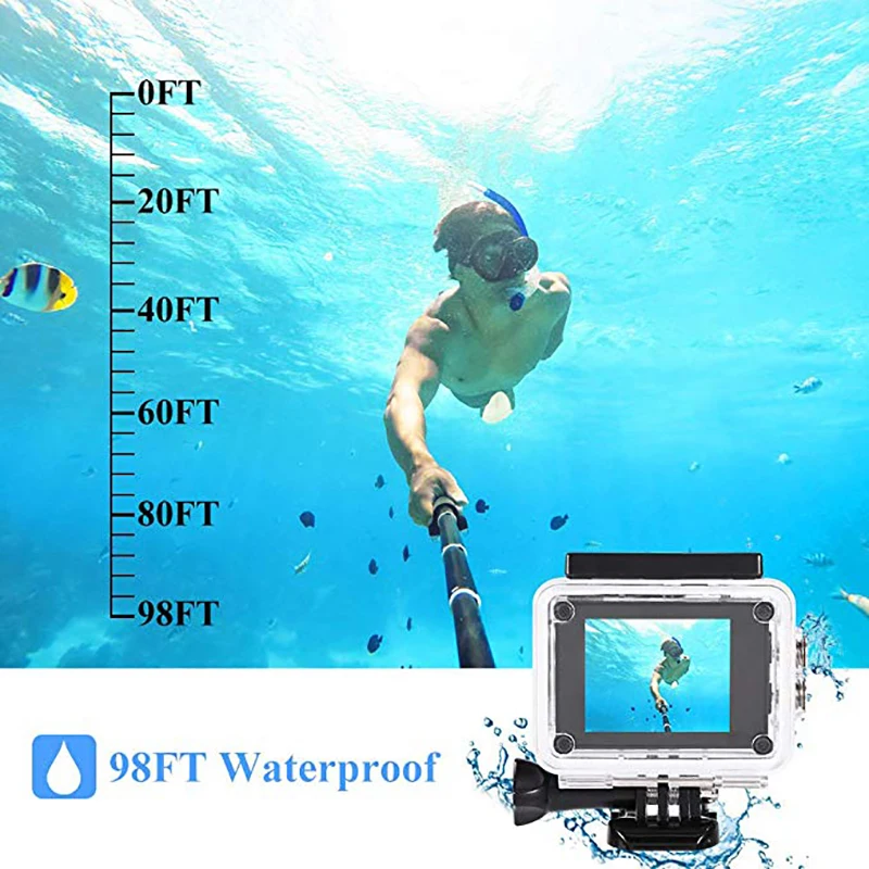 Delovanje Fotoaparata Ultra HD Nastavljiv Podvodni WiFi Diktafon Športne Kamere za Plavanje, Surfanje, Potapljanje
