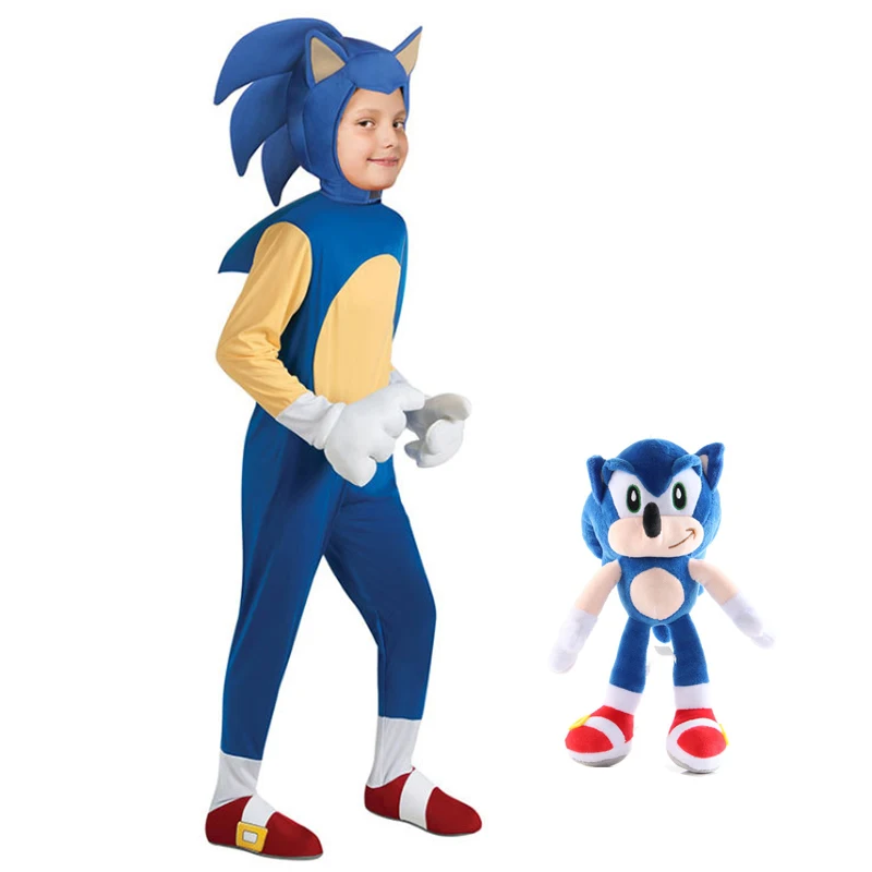 Deluxe Sonic Hedgehog Kostum Otrok Igra Lik Cosplay Halloween Kostumi Za Otroke