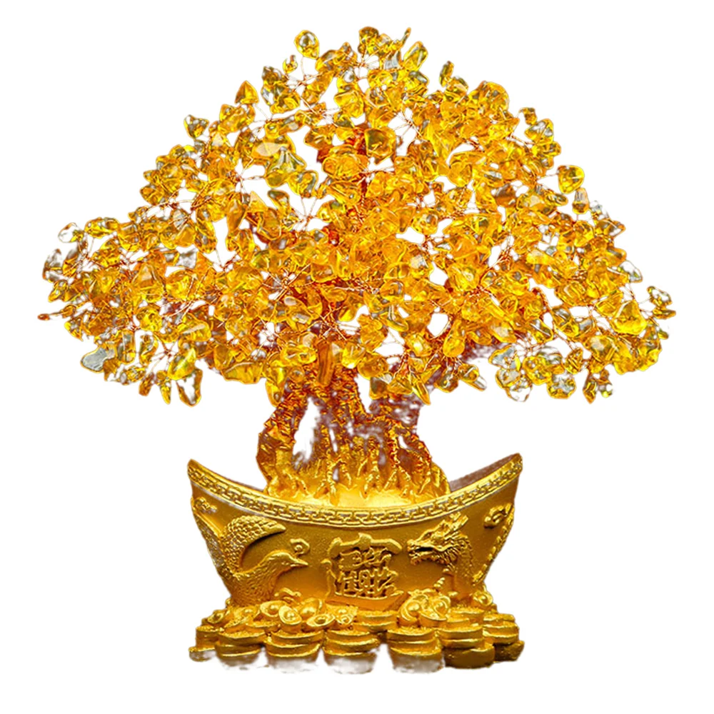 Denar Drevo Ornament Fortune Drevo Ornament Yuanbao Drevo Zlato Ingot Drevo Ornament Dnevna Soba Občutljivo Kristalno Lepo