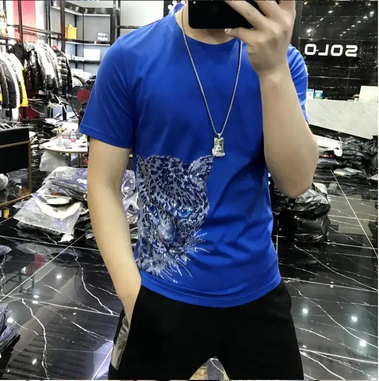 Diamond kamen majica s kratkimi rokavi moški vrh kakovosti udobno moške Tshirt priložnostne slim fit plus velikost t-shirt M-5XL
