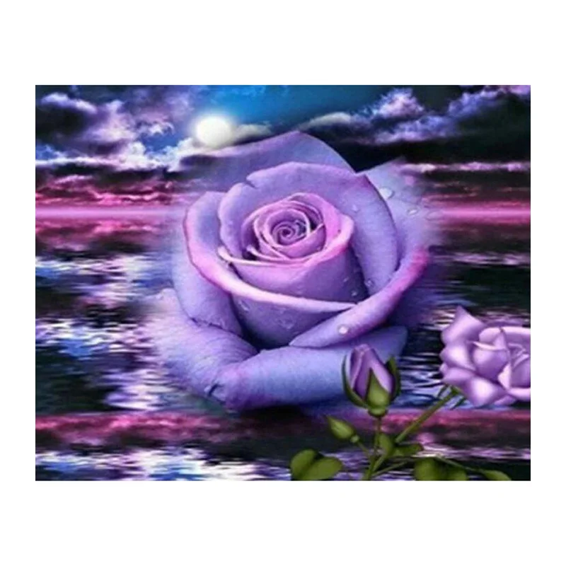 Diamond Vezenje 5D Diy Diamond Slikarstvo Purple Rose Cvet Diamond Slikarstvo Nosorogovo Diamond Mozaik Navzkrižno Šiv Dekoracijo