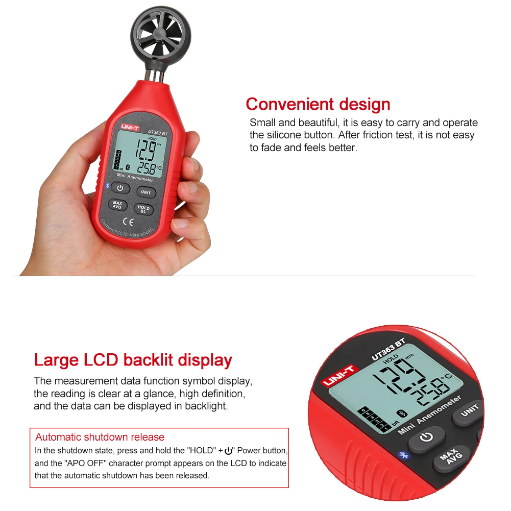 Digitalni Anemometer Mini LCD-Zaslon na Deski Ročni Bluetooth Hitrost Vetra Meter Vreme Zbiranje Podatkov Večnamenski Jadranje