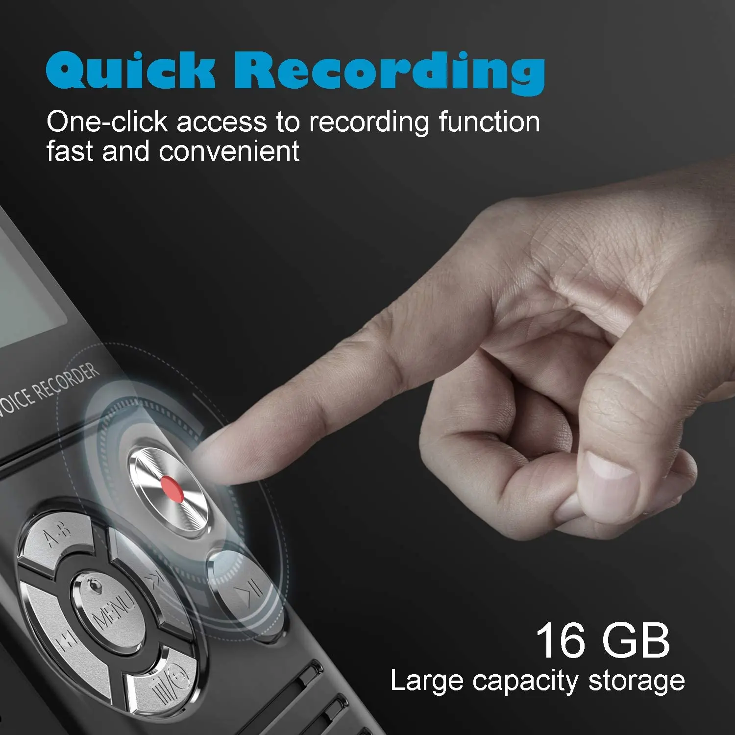 Digitalni Diktafon 16 GB Glas Vključiti aplikacije Snemalnik/ Predvajalnik MP3, Polnilne, HD Audio Snemalnik z Zmanjšanjem Hrupa, Mikrofoni