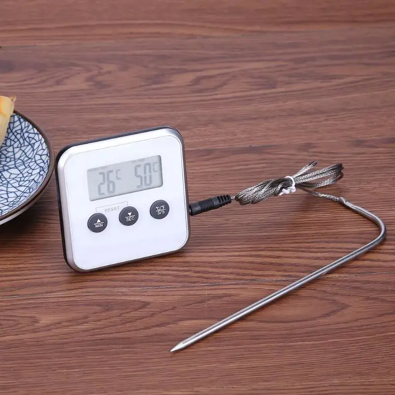 Digitalni Elektronski Termometer Časovnik Hrana Meso Pečica Merilnik Temperature Merilnik z Oddaljenim Sonda
