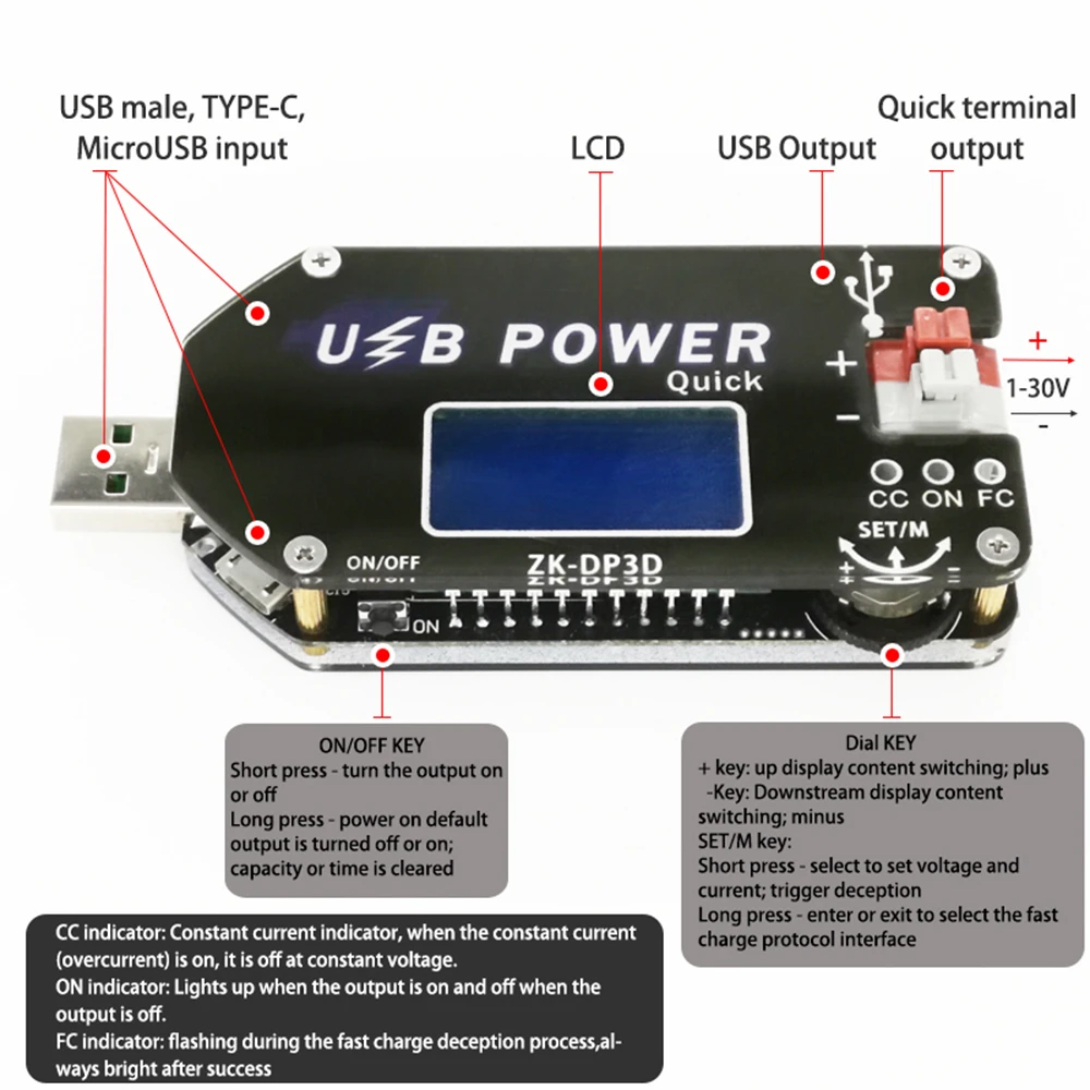 Digitalni Nadzor USB Nastavljiv Napajalni Modul Konstantno Napetostjo Konstantnim tokom Mobilne Povečanje Skladu Fan Speed Controller 15W
