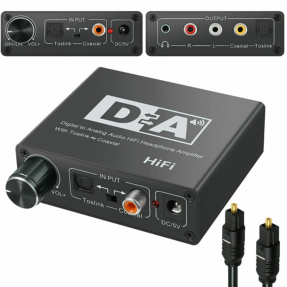 Digitalno Analogni Avdio Pretvornik Toslink Koaksialni Optični Signal Sprejemnika, 5.1 Channel R/L RCA 3,5 mm Stereo Adapter