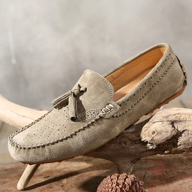 Dihanje Brogue Moccasins Moških Loafers Čevlji Moški Stanovanj Antilop Usnja Priložnostne Čoln Hoja Voznik Obutev Chaussures Hommes