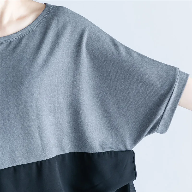 DIMANAF Ženske T-Shirt Poletje Plus Velikost Šifon Mozaik Elegantno Prevelik Nezakonitih Osnovne Vrhovi Ženski Priložnostne Svoboden Tees Majica